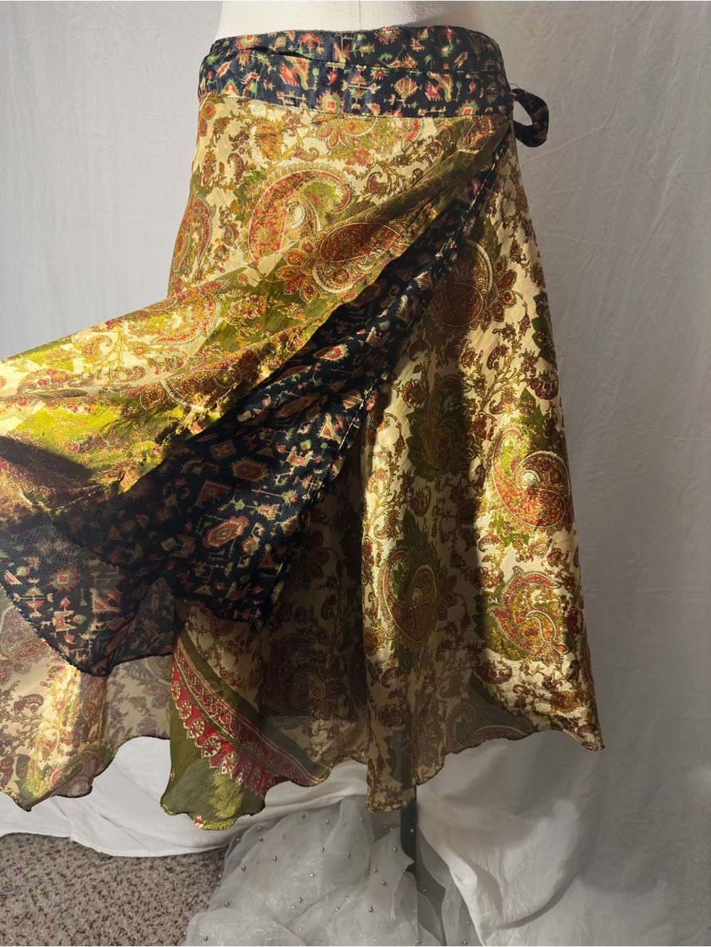 Reversible Magic Wrap Skirt Boho Paisley Festival One Size Whimsygoth
